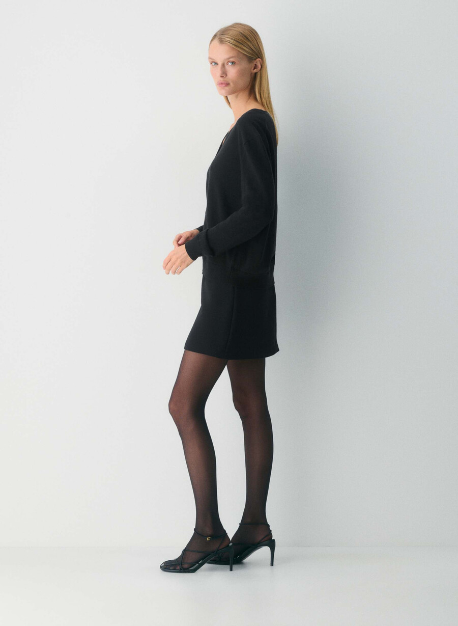 bare merino wool v-neck cardigan schwarz
