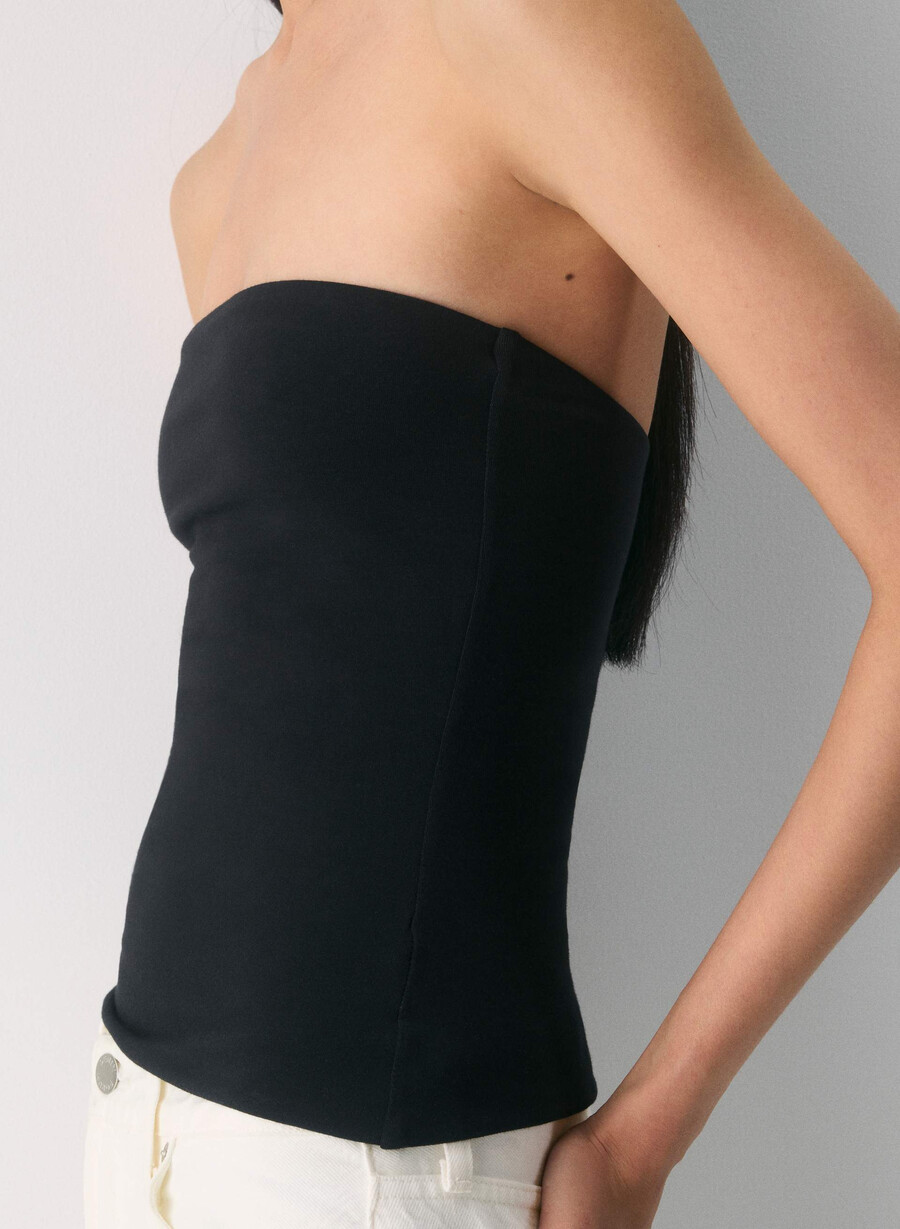 lässiges figurbetontes high-hip-tube-top schwarz