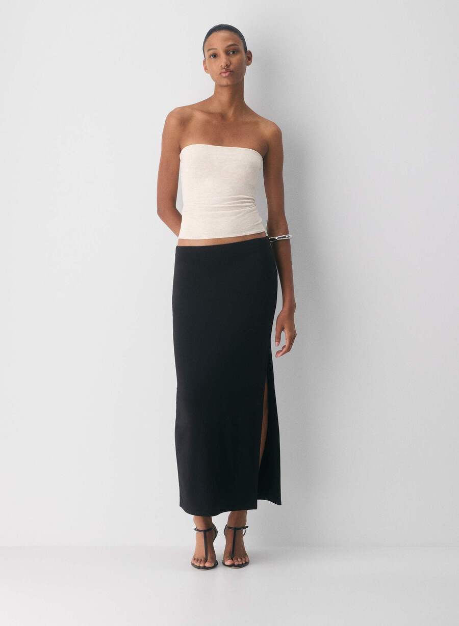 lässiges figurbetontes high-hip-tube-top in heather light oatmea
