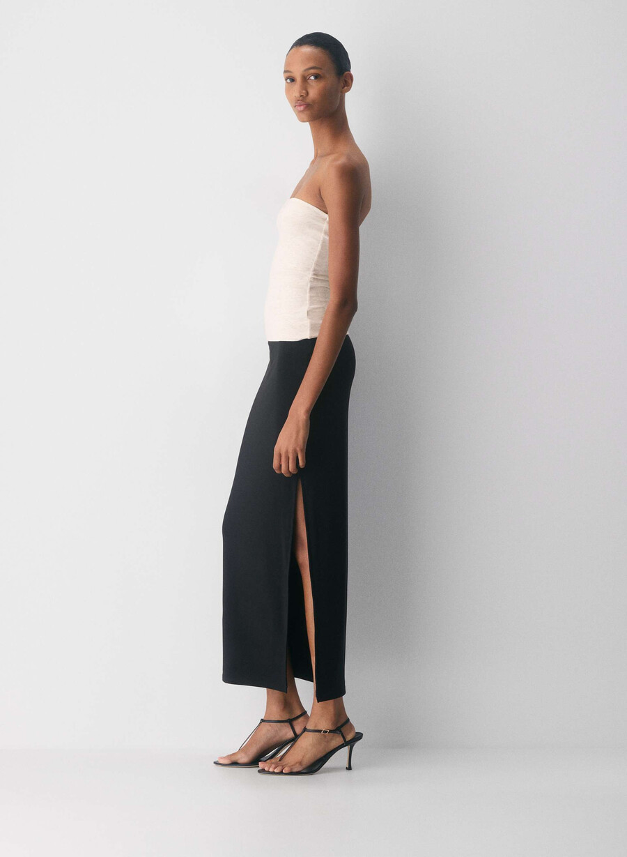 lässiges figurbetontes high-hip-tube-top in heather light oatmea
