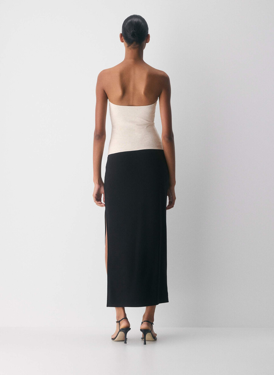 lässiges figurbetontes high-hip-tube-top in heather light oatmea