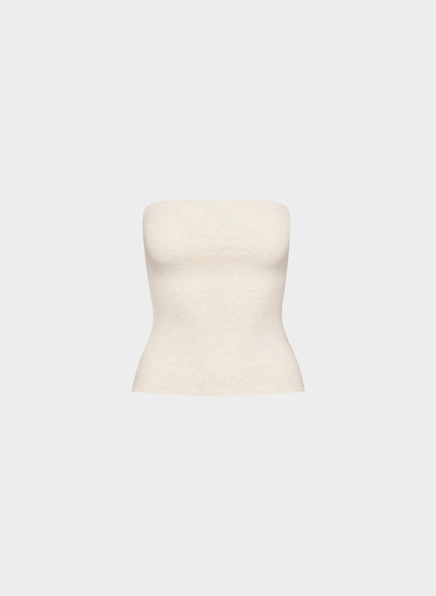 lässiges figurbetontes high-hip-tube-top in heather light oatmea