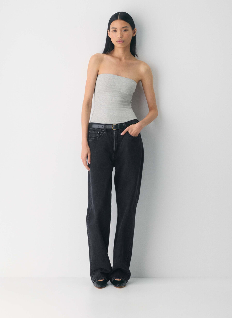 lässiges figurbetontes high-hip-tube-top heather chrome