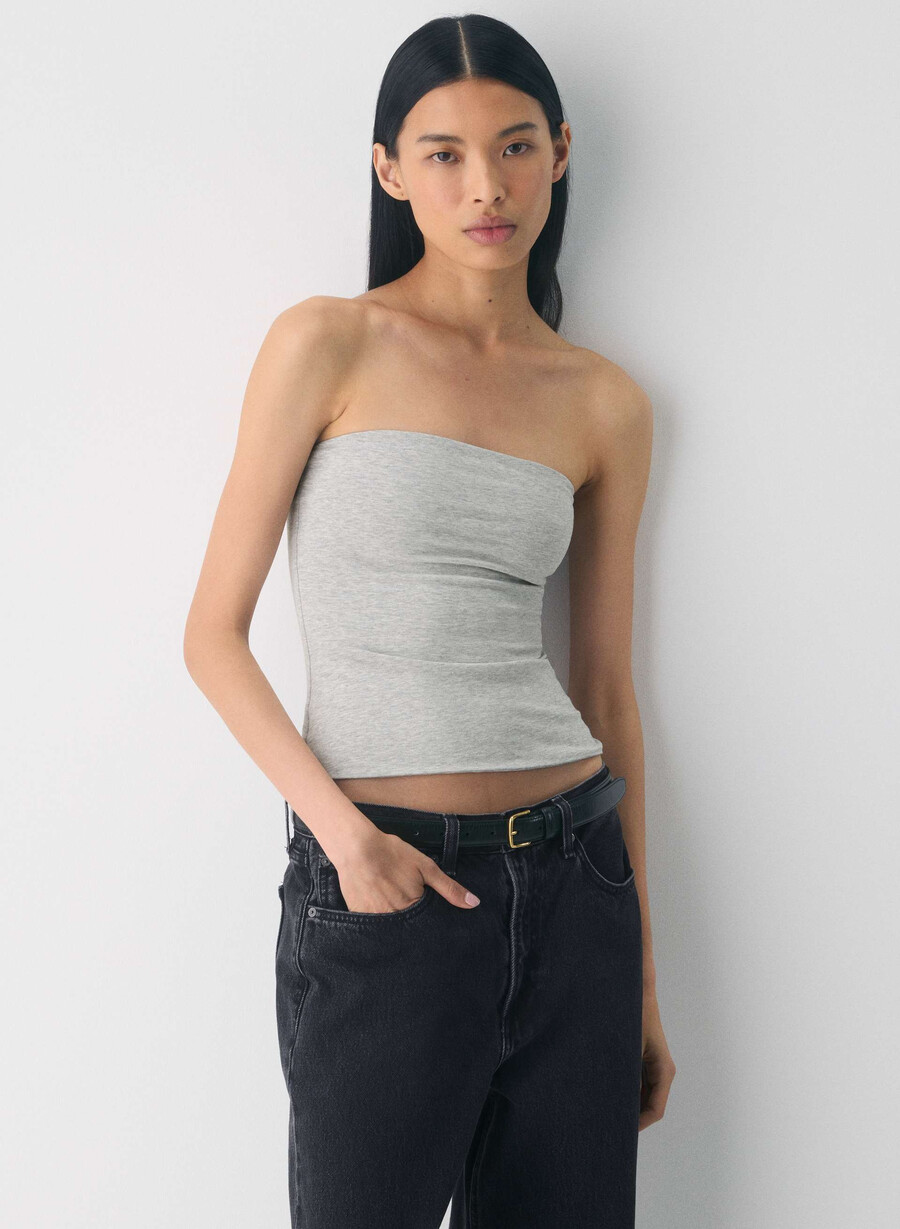 lässiges figurbetontes high-hip-tube-top heather chrome