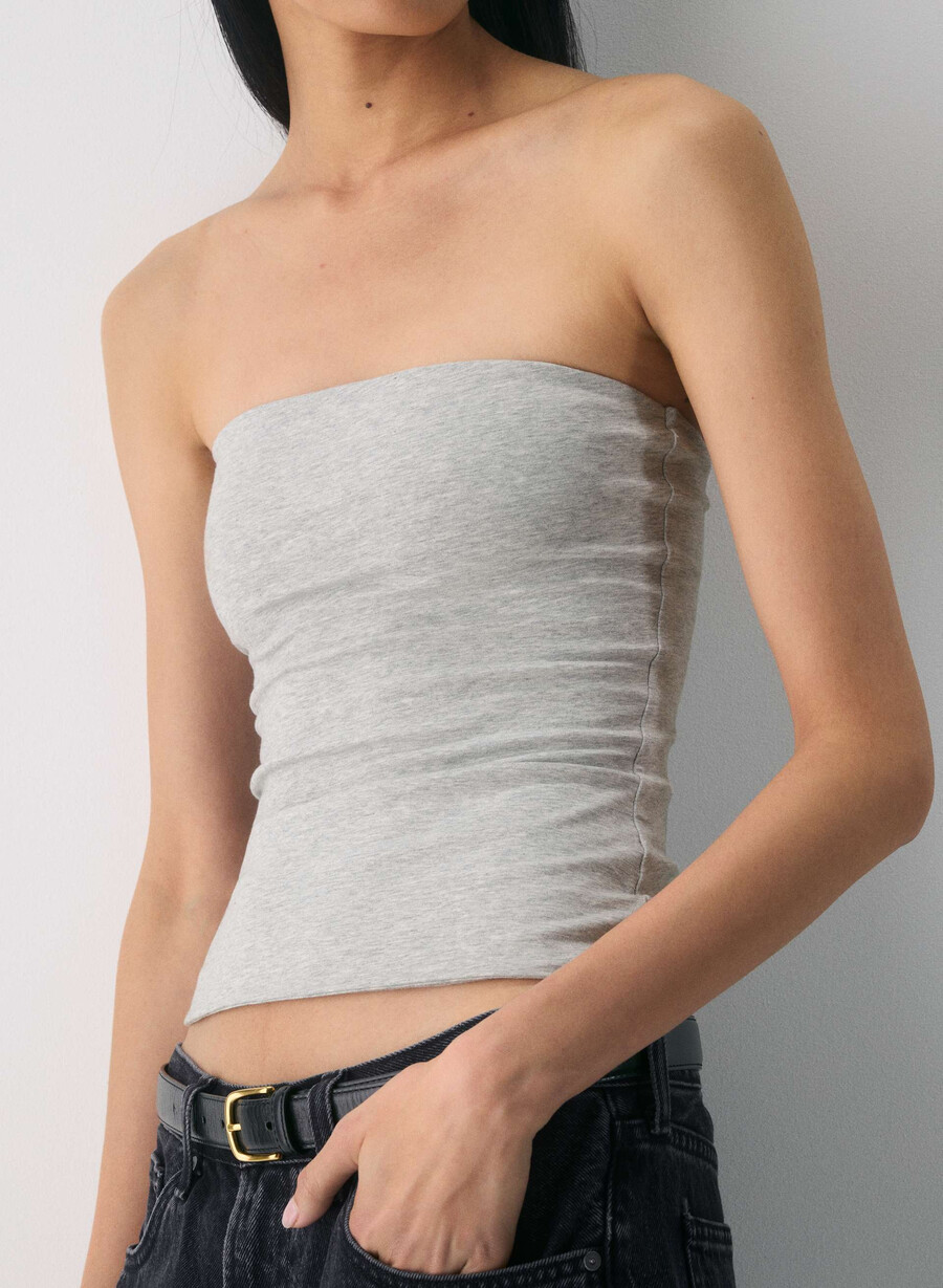 lässiges figurbetontes high-hip-tube-top heather chrome