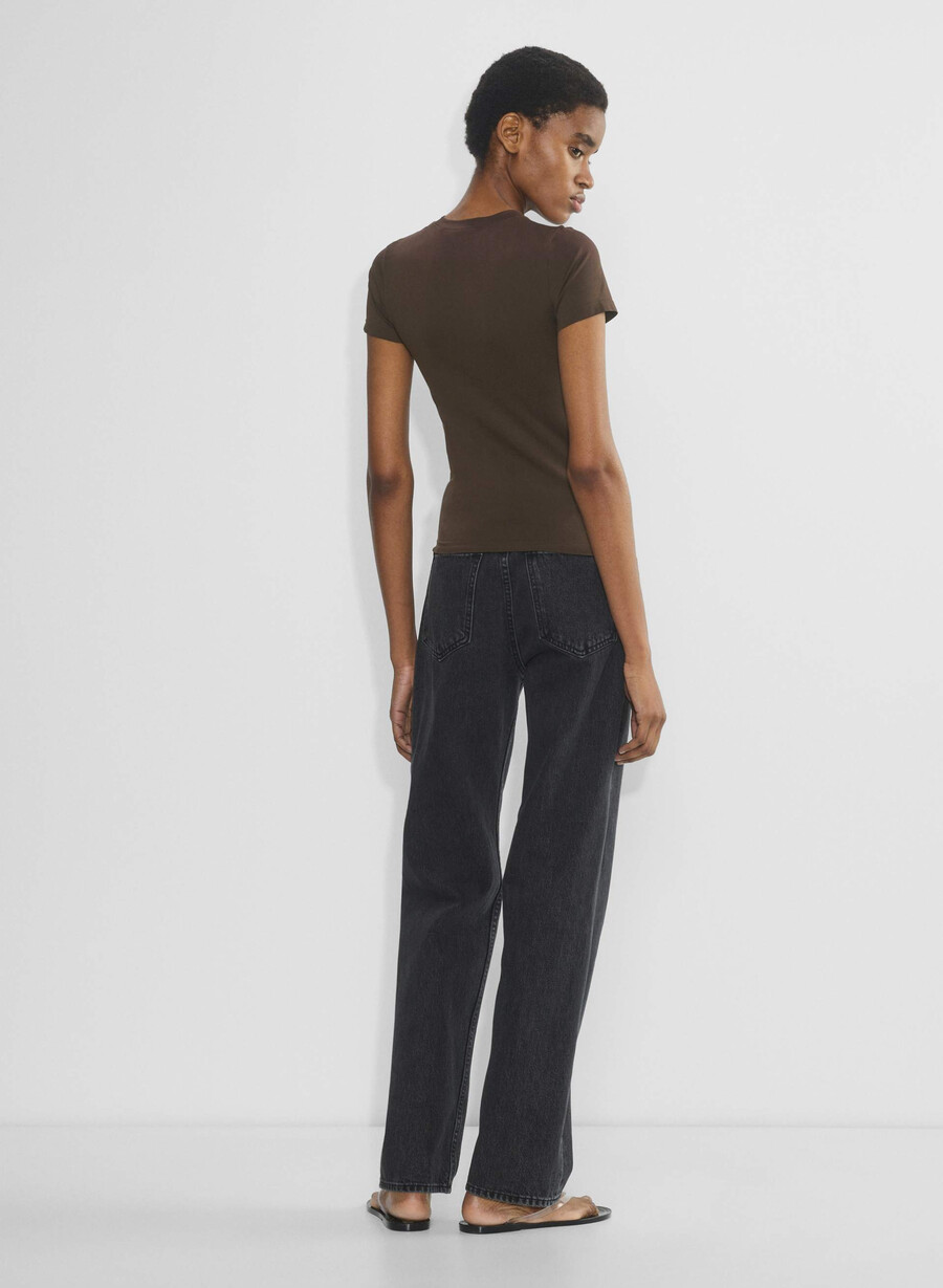 glattes nahtloses willow t-shirt in sattem mokkabraun