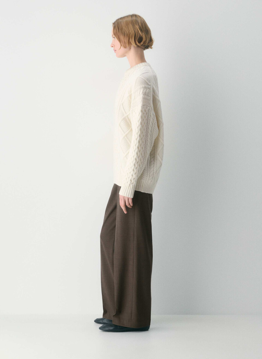 heritage strickpullover aus merinowolle rundhalsausschnitt flüsterweiß
