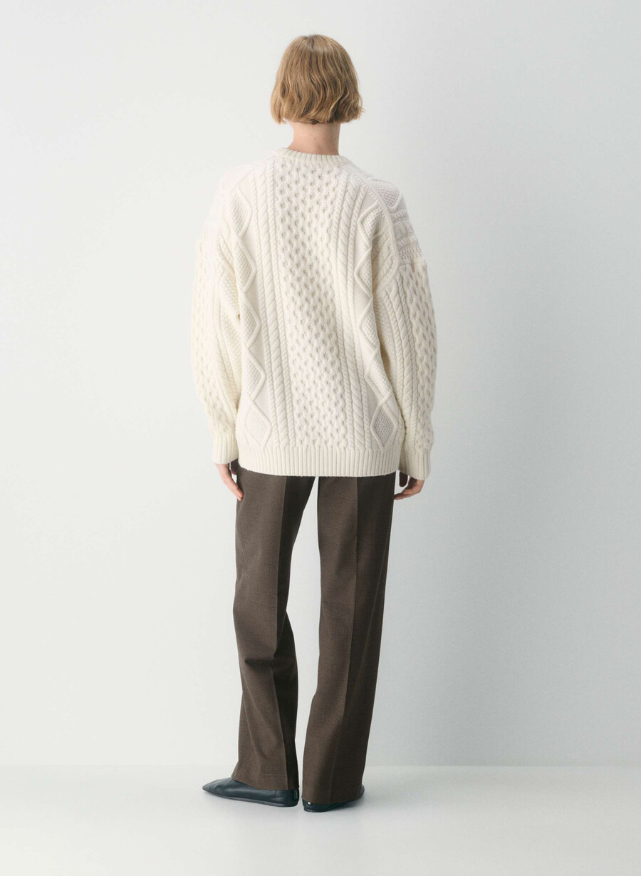 heritage strickpullover aus merinowolle rundhalsausschnitt flüsterweiß