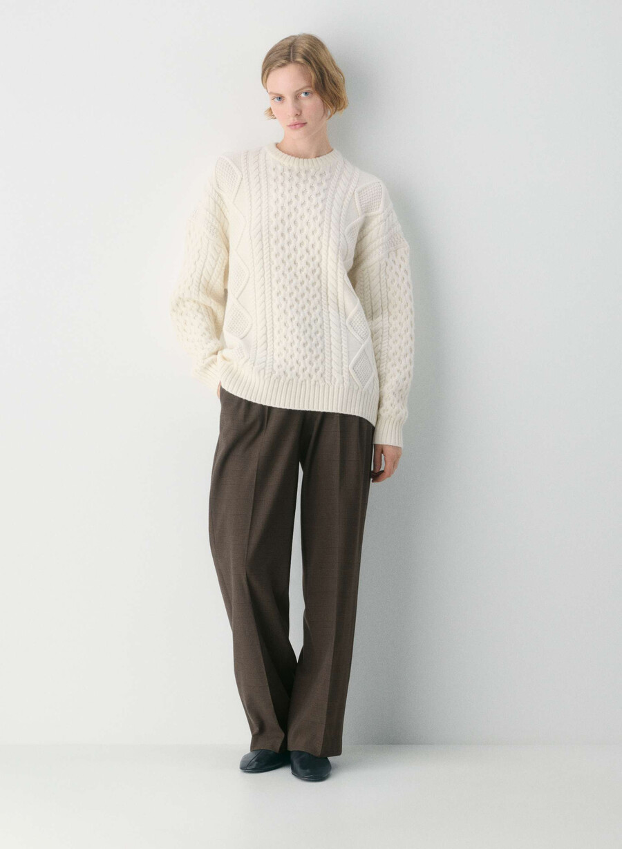 heritage strickpullover aus merinowolle rundhalsausschnitt flüsterweiß
