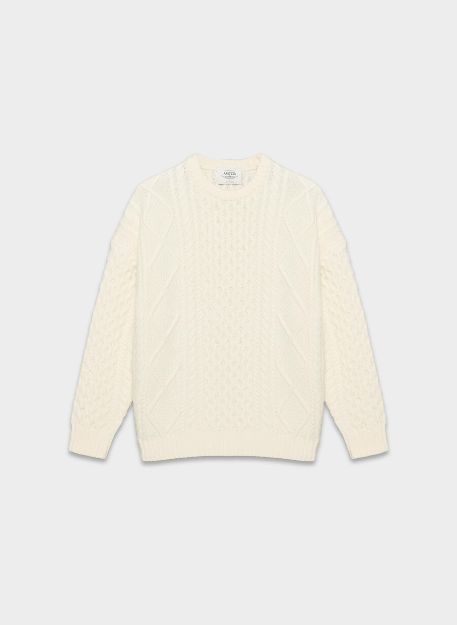 heritage strickpullover aus merinowolle rundhalsausschnitt flüsterweiß