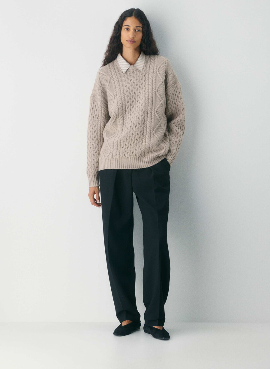 heritage strickpullover aus merinowolle farbe heather nomad taupe
