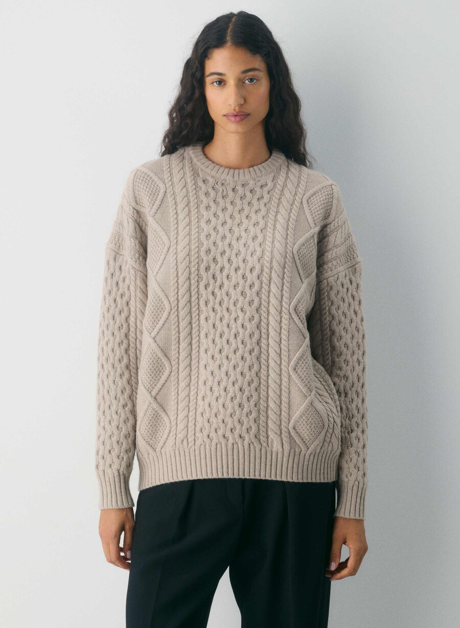 heritage strickpullover aus merinowolle farbe heather nomad taupe