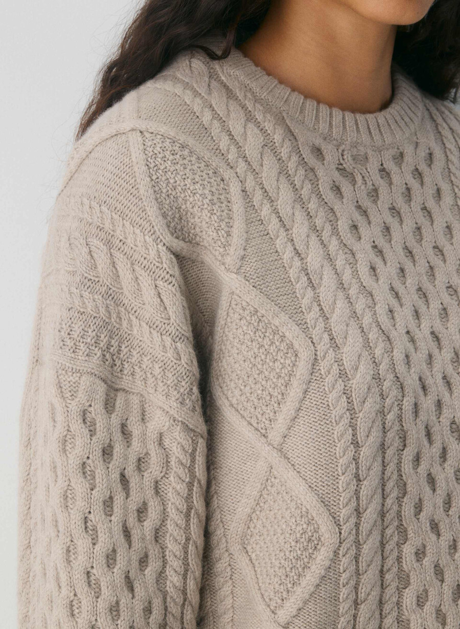 heritage strickpullover aus merinowolle farbe heather nomad taupe