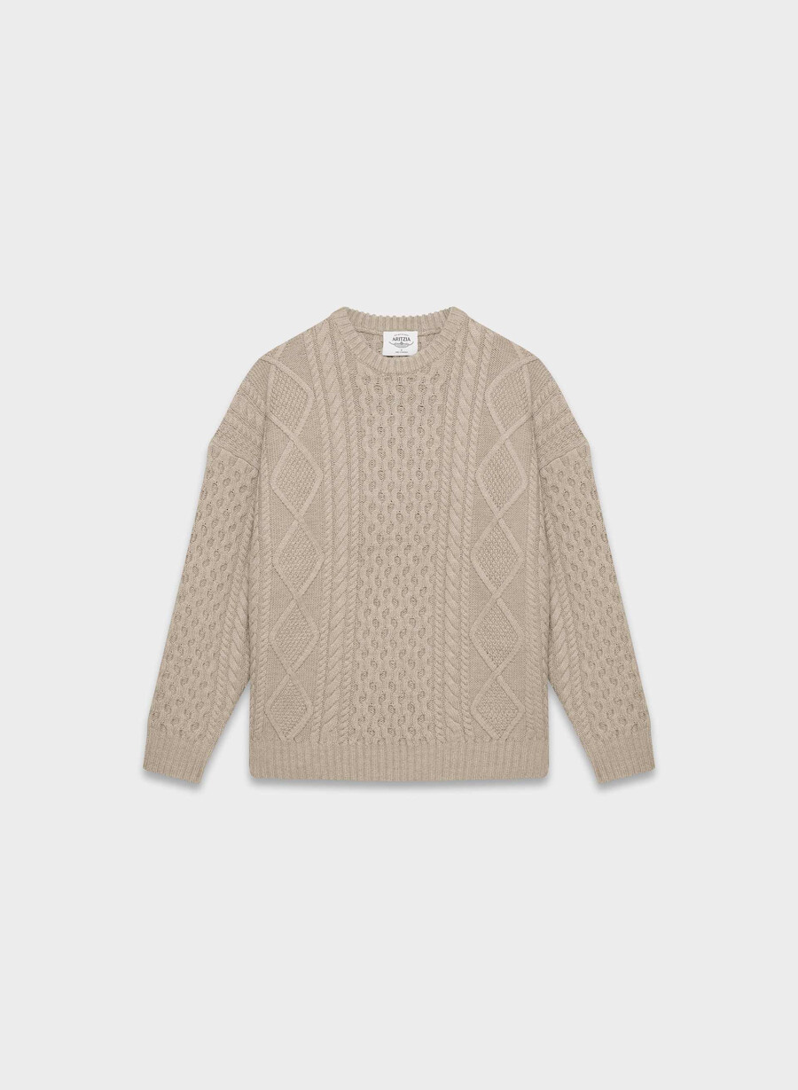 heritage strickpullover aus merinowolle farbe heather nomad taupe