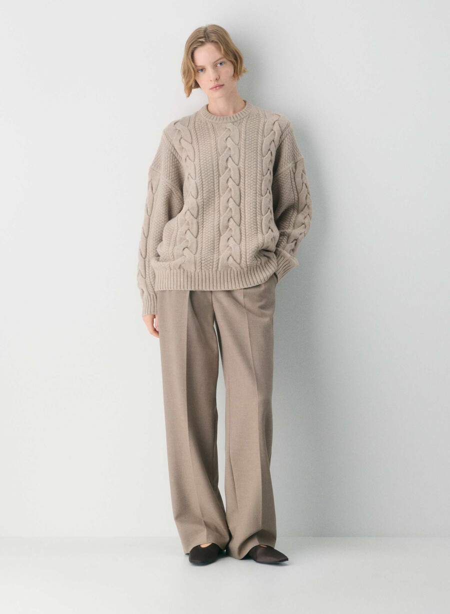 heritage strickpullover aus merinowolle farbe heather nomad taupe