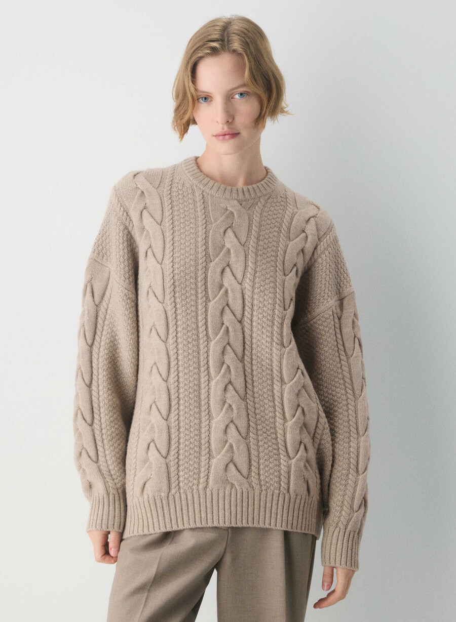 heritage strickpullover aus merinowolle farbe heather nomad taupe