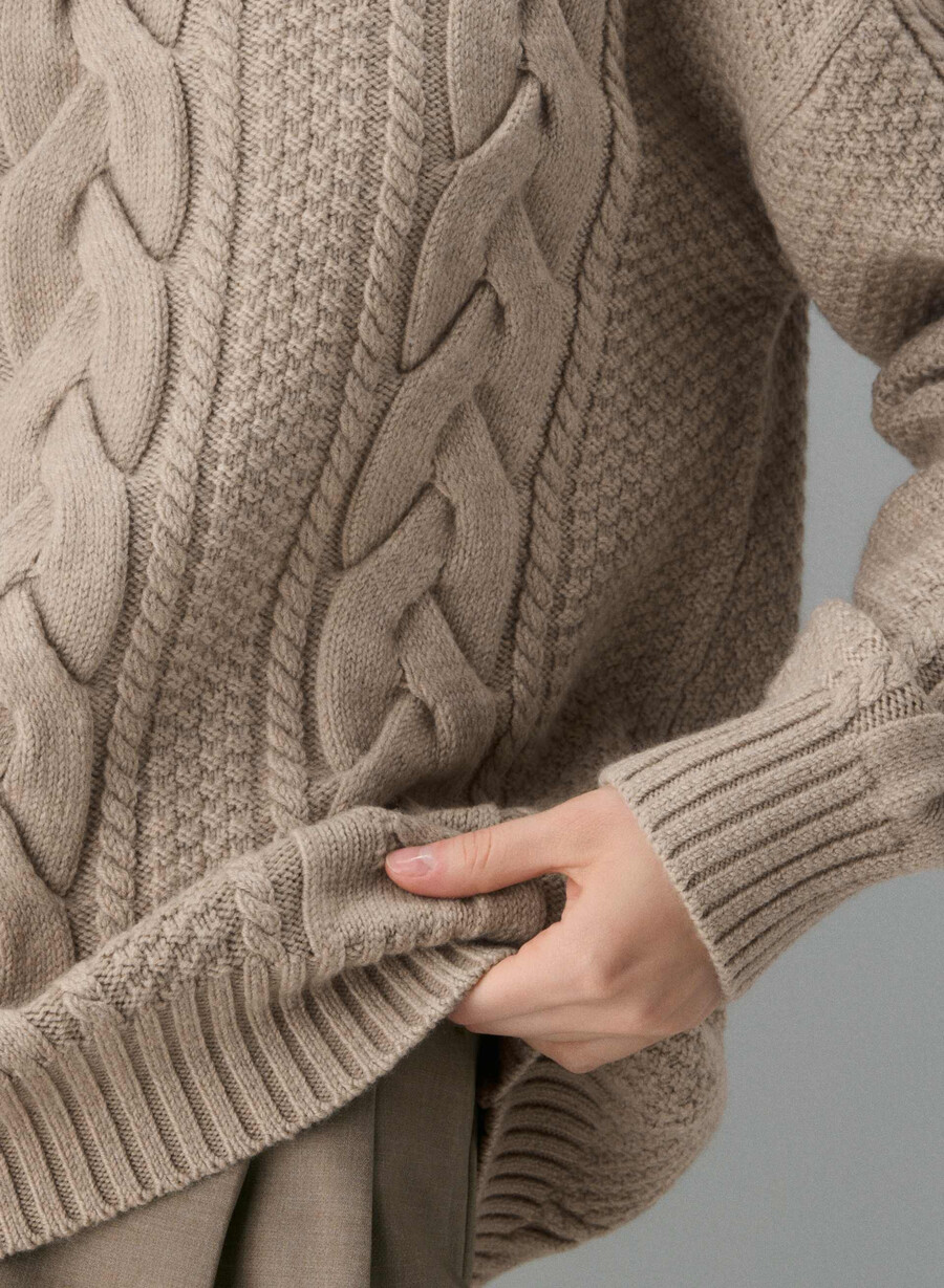 heritage strickpullover aus merinowolle farbe heather nomad taupe