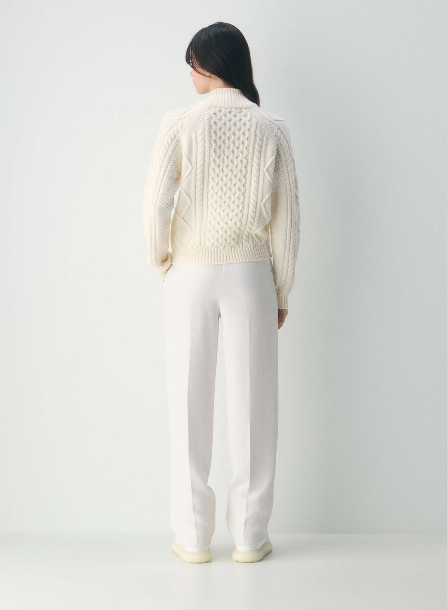 heritage strickpullover aus merinowolle mit 14-reißverschluss farbe flüsterweiß