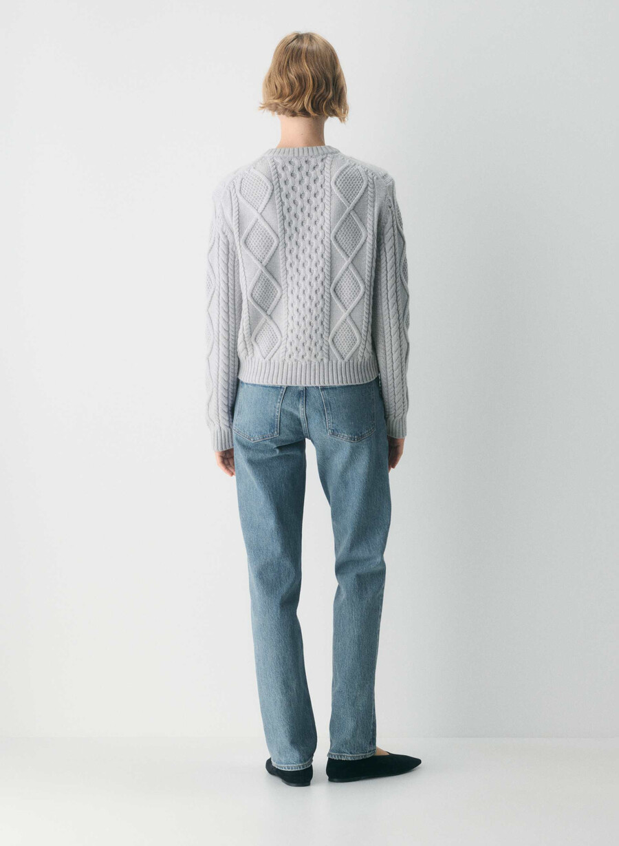 heritage strick-cardigan aus merinowolle meliert chrom