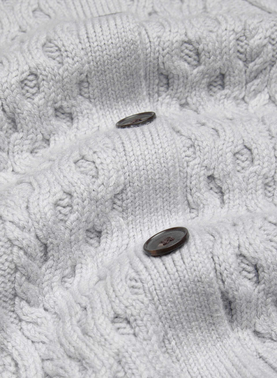 heritage strick-cardigan aus merinowolle meliert chrom