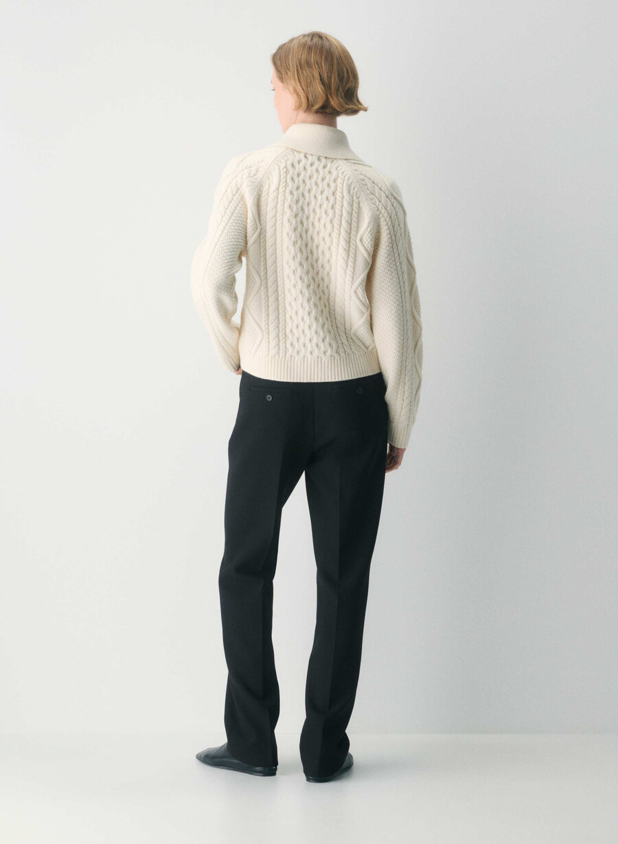 heritage strickcardigan aus merinowolle mit kragen farbe seaside cream