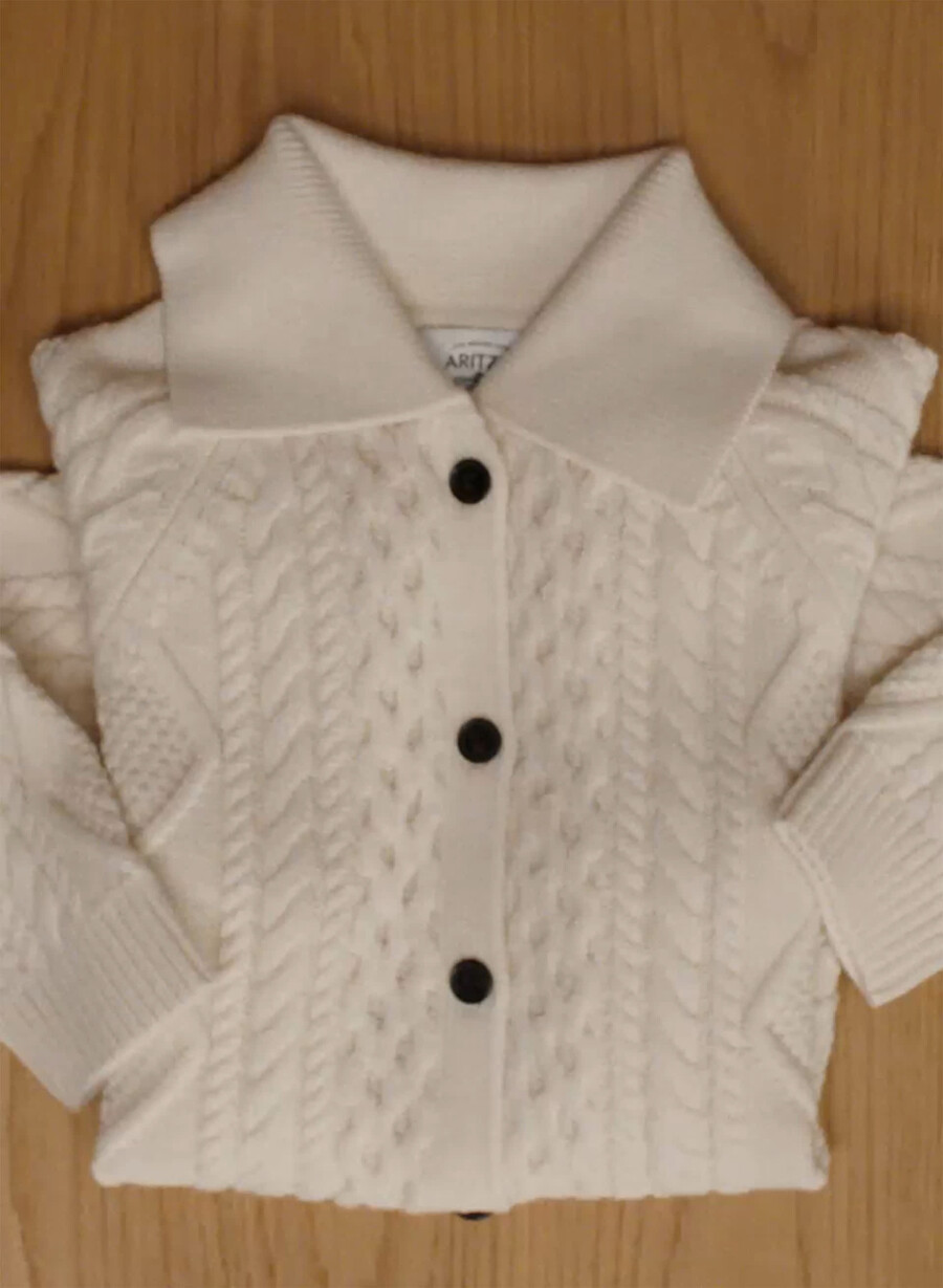 heritage strickcardigan aus merinowolle mit kragen farbe seaside cream