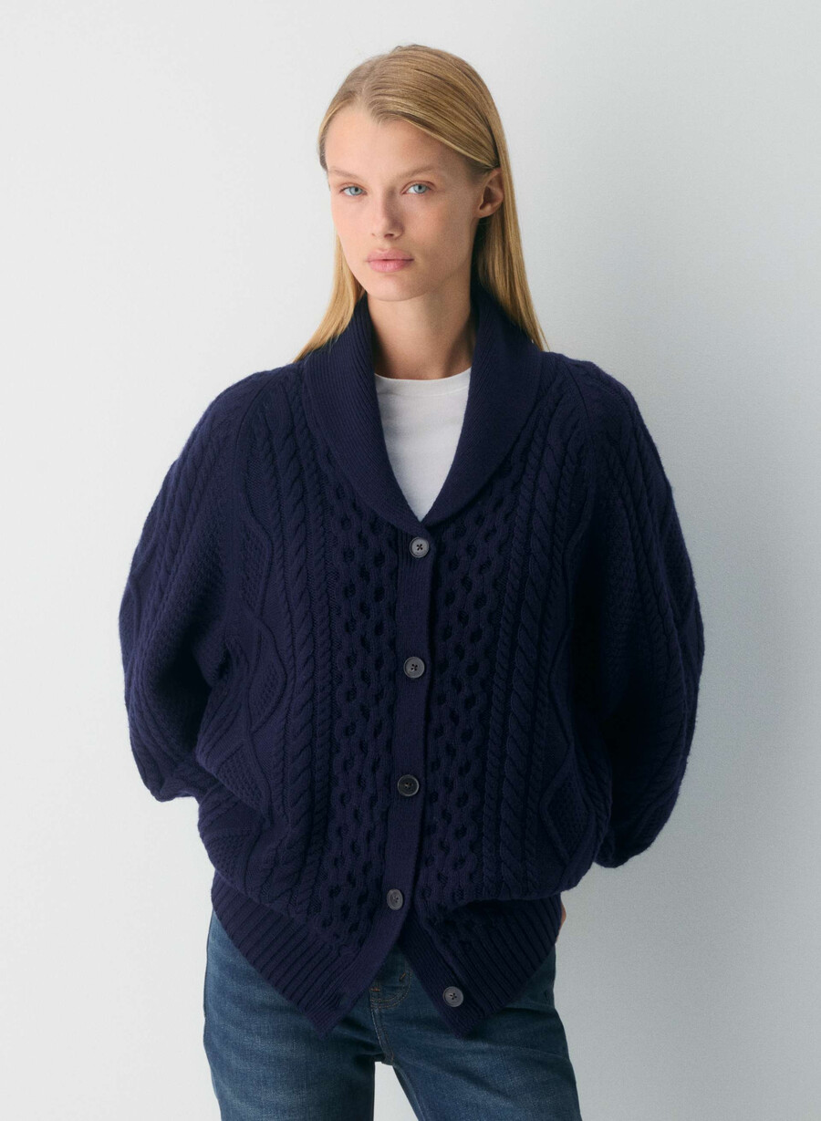 heritage strickcardigan aus merinowolle admiral