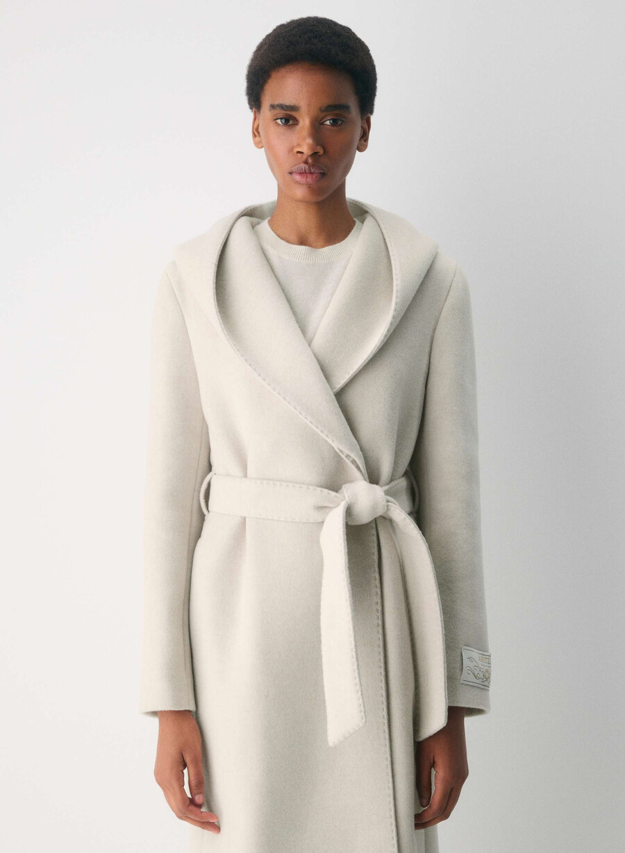 der emilie-mantel – weicher wollkaschmir meliert hellbeige