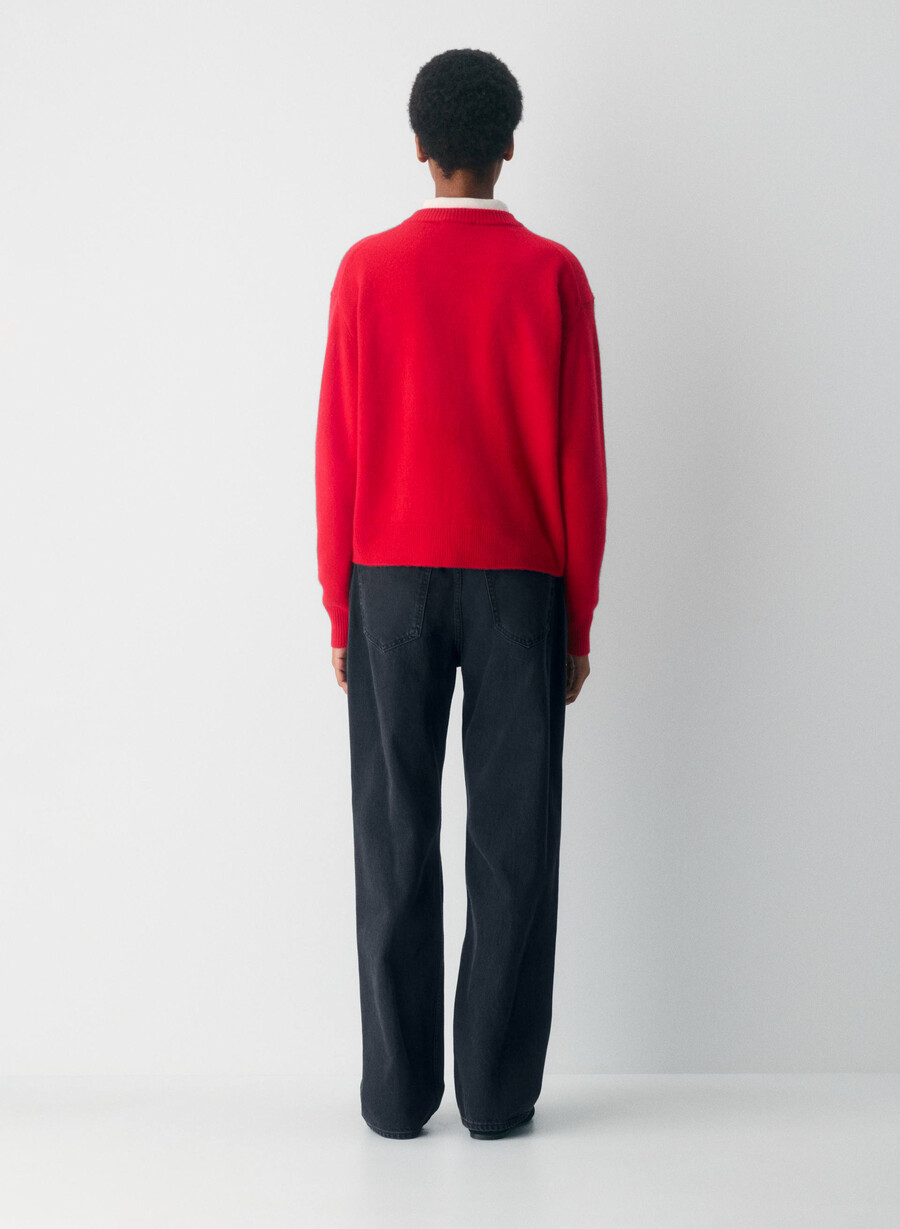 essential cashmere allegory cardigan flashing red