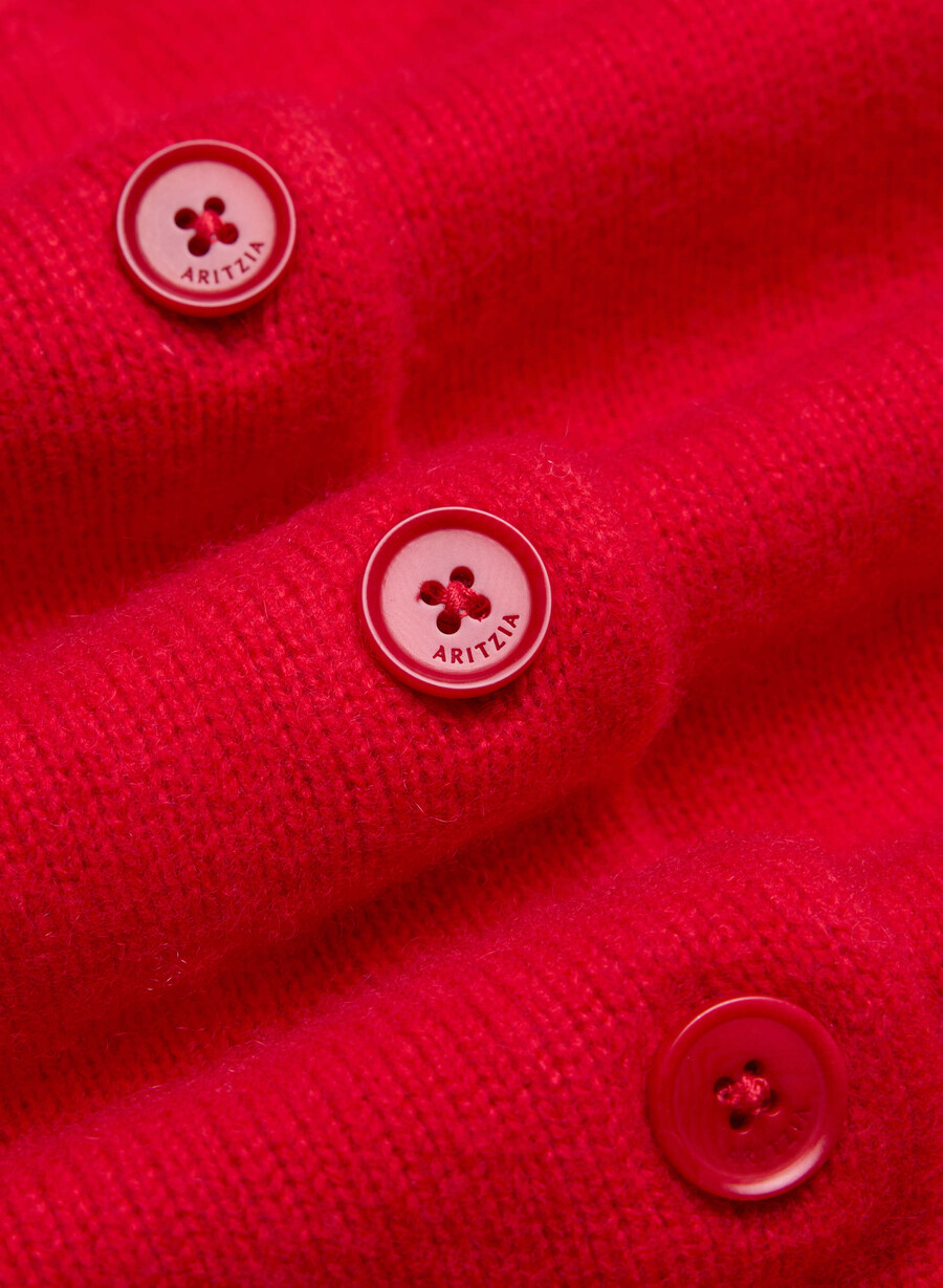 essential cashmere allegory cardigan flashing red