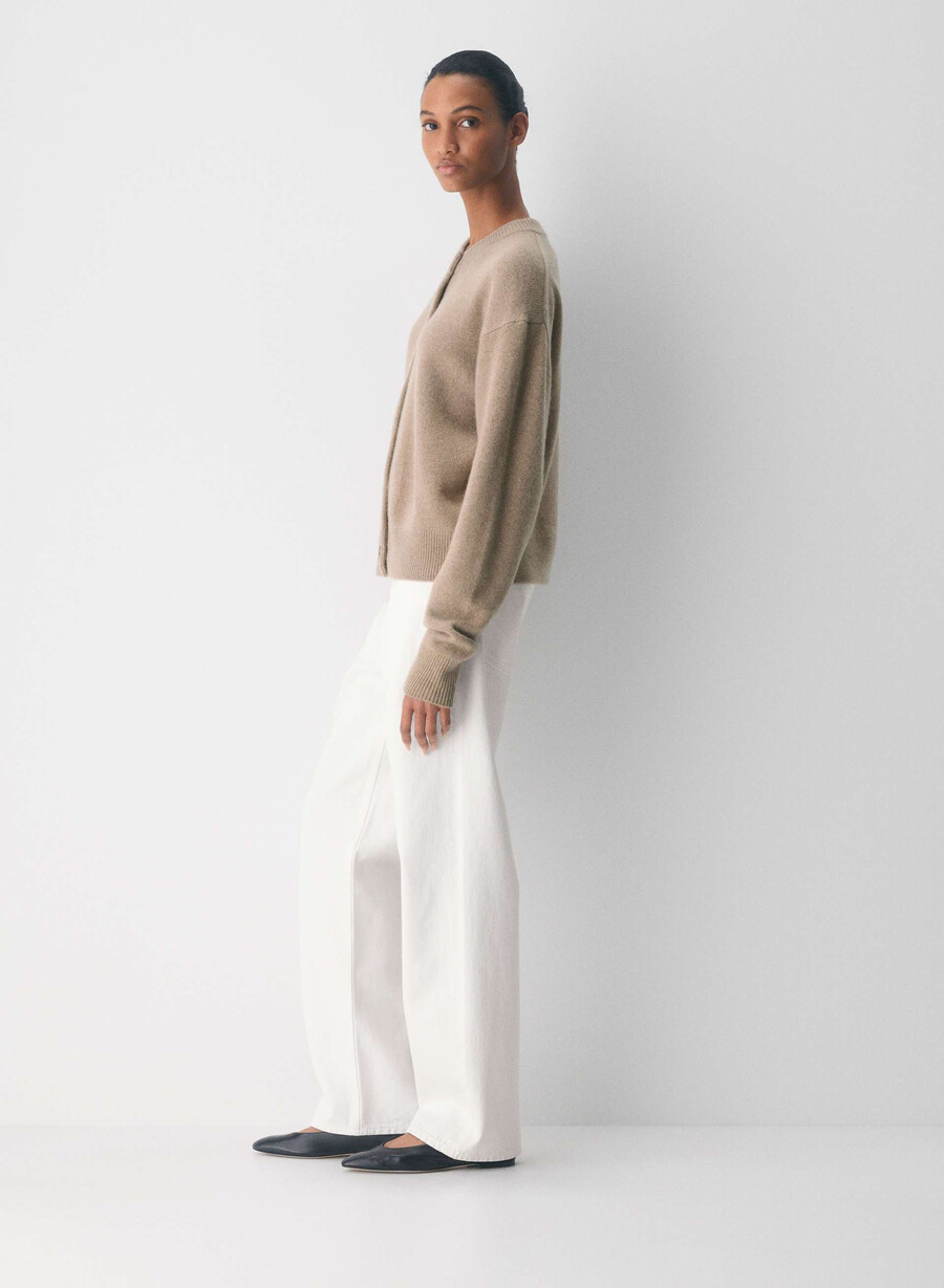 essential cashmere allegory cardigan heather nomad taupe