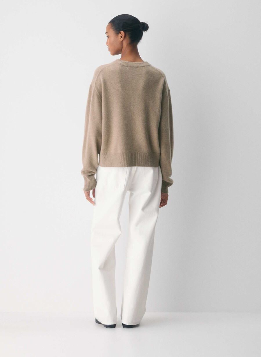 essential cashmere allegory cardigan heather nomad taupe