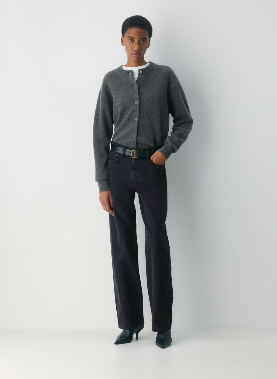 essential cashmere allegory cardigan heather charcoal