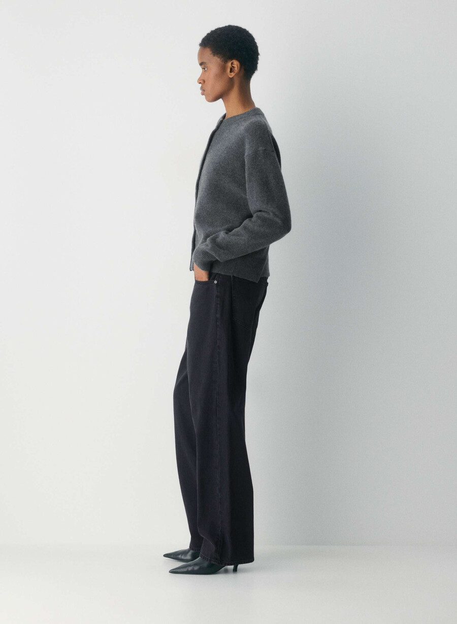 essential cashmere allegory cardigan heather charcoal