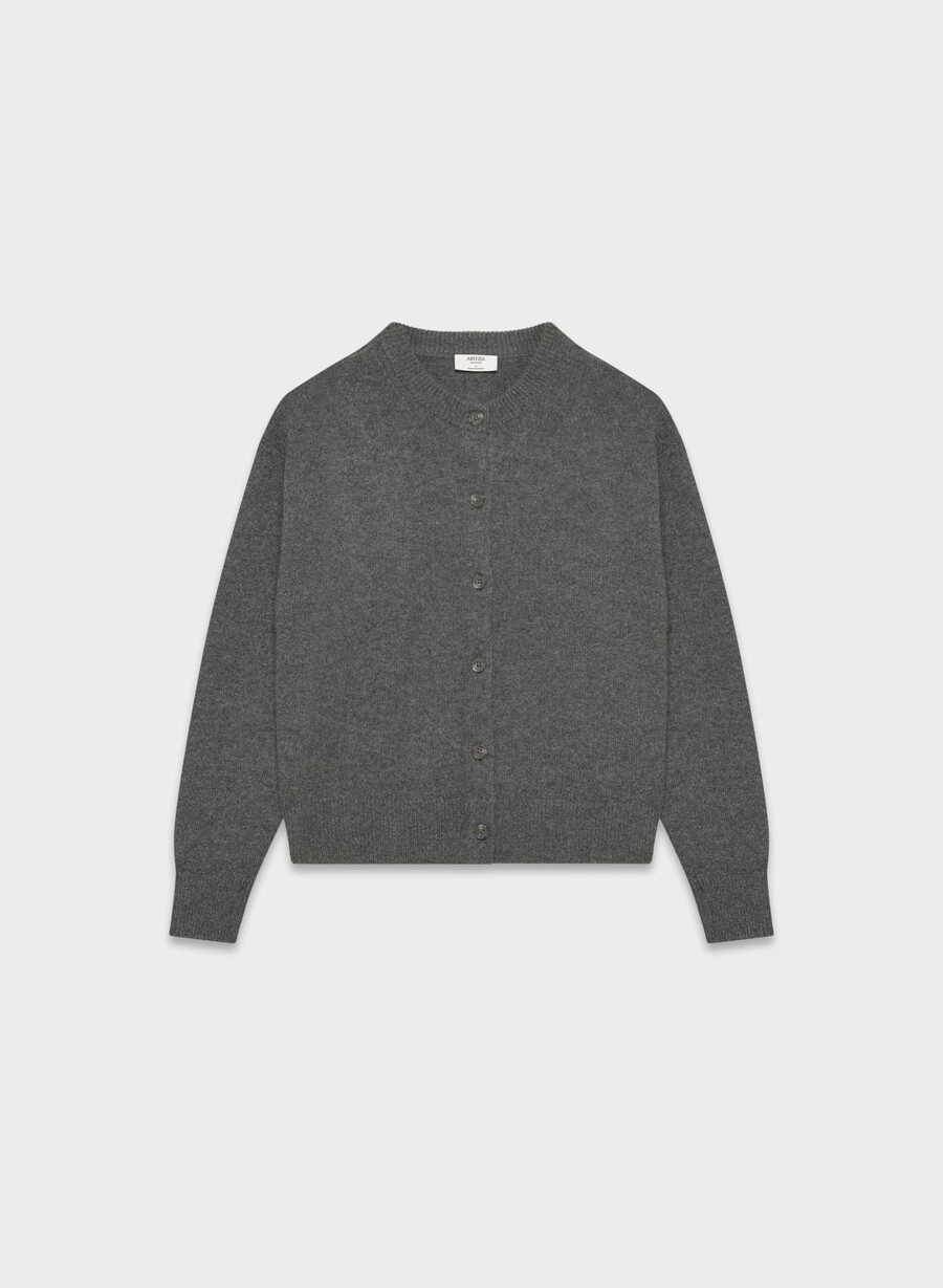 essential cashmere allegory cardigan heather charcoal