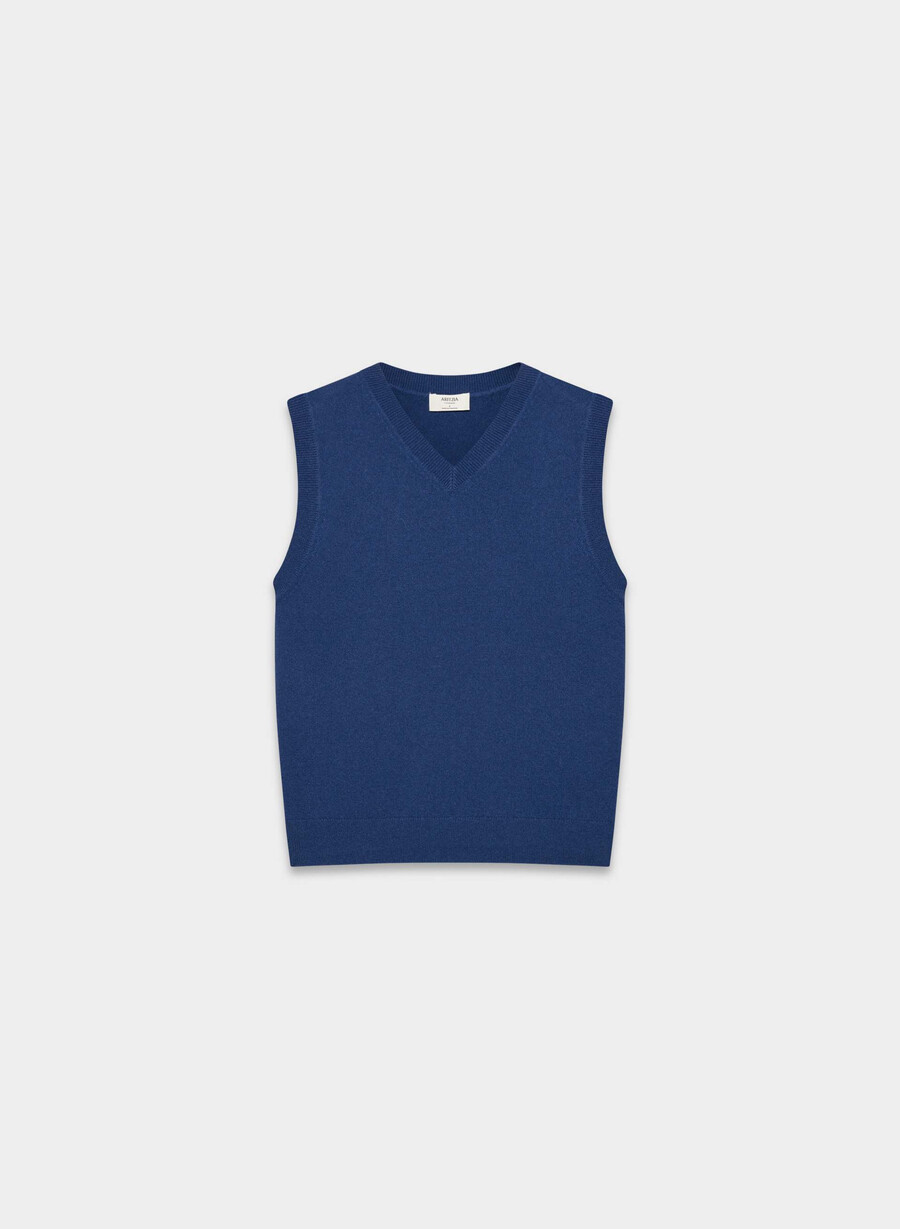 kaschmir-strickweste mit v-ausschnitt byron blue