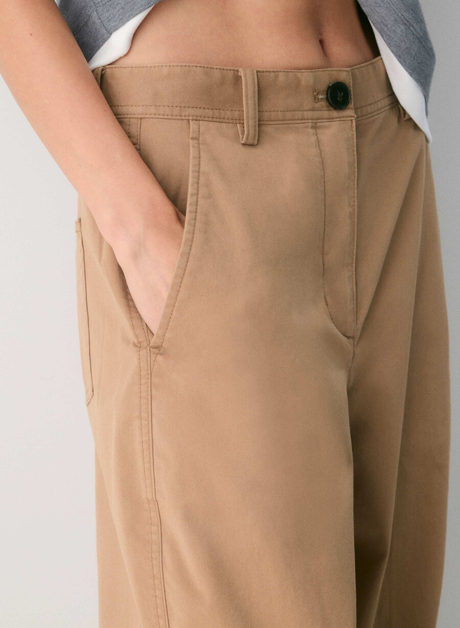 chino relaxed hi-rise barrel pant washed bronze camel