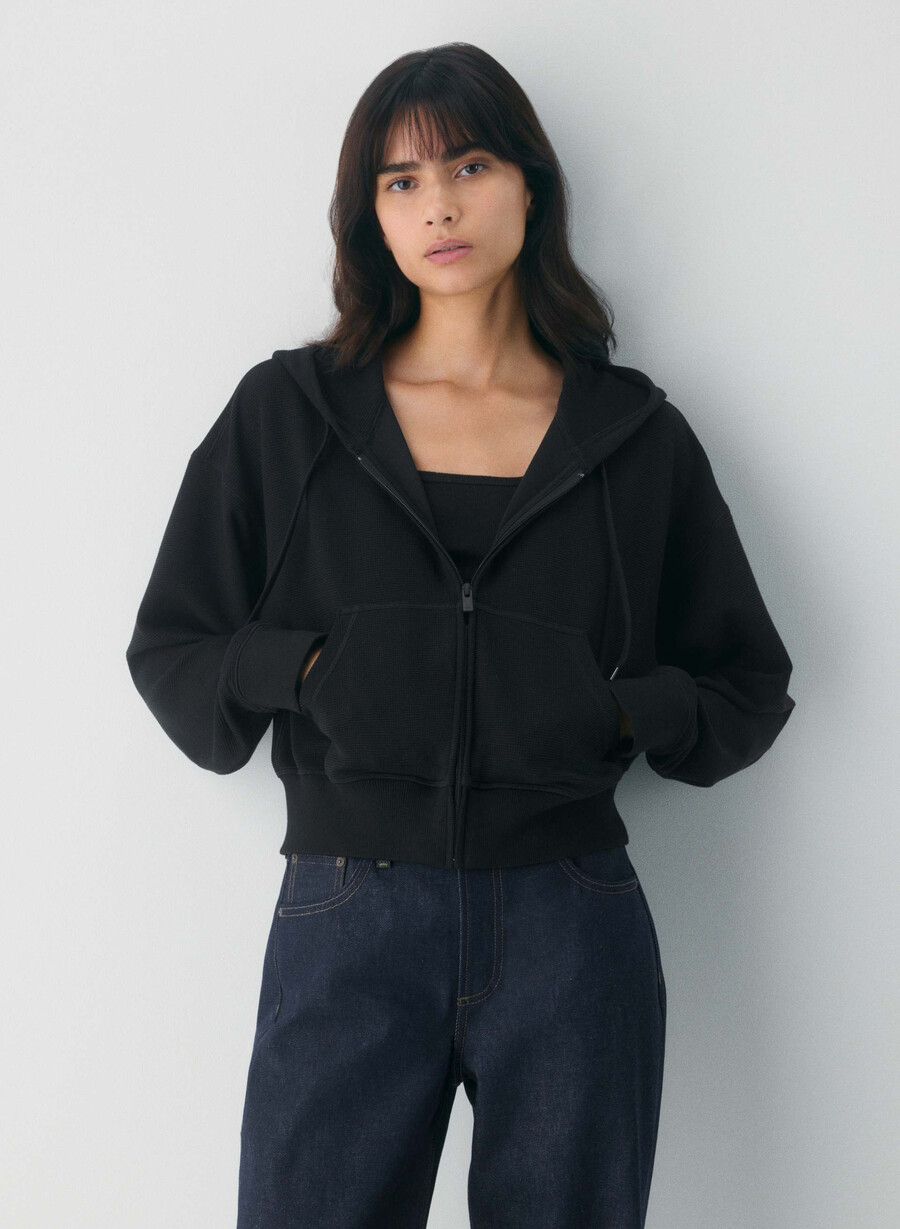 neuer wafflex eddy zip hoodie schwarz