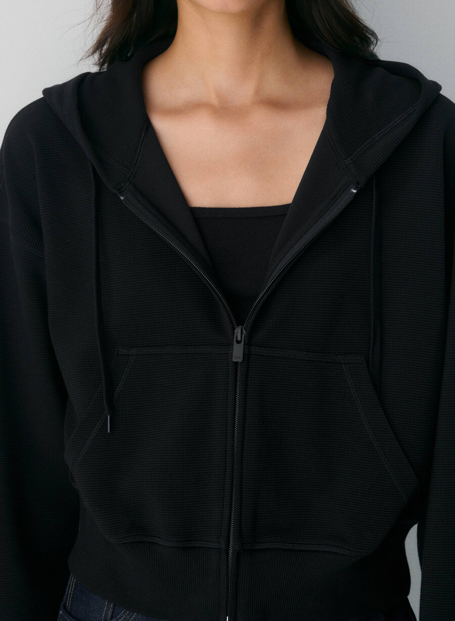 neuer wafflex eddy zip hoodie schwarz