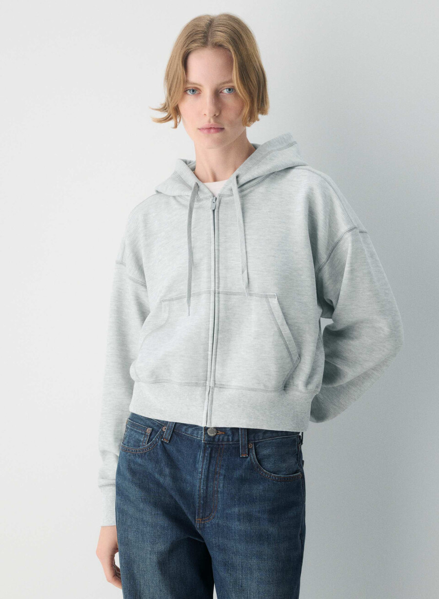 neuer wafflex eddy zip hoodie heather chrome