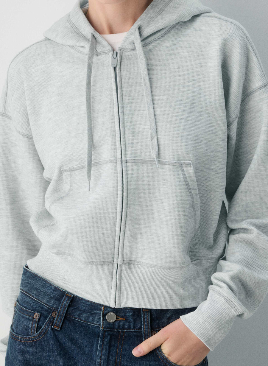 neuer wafflex eddy zip hoodie heather chrome