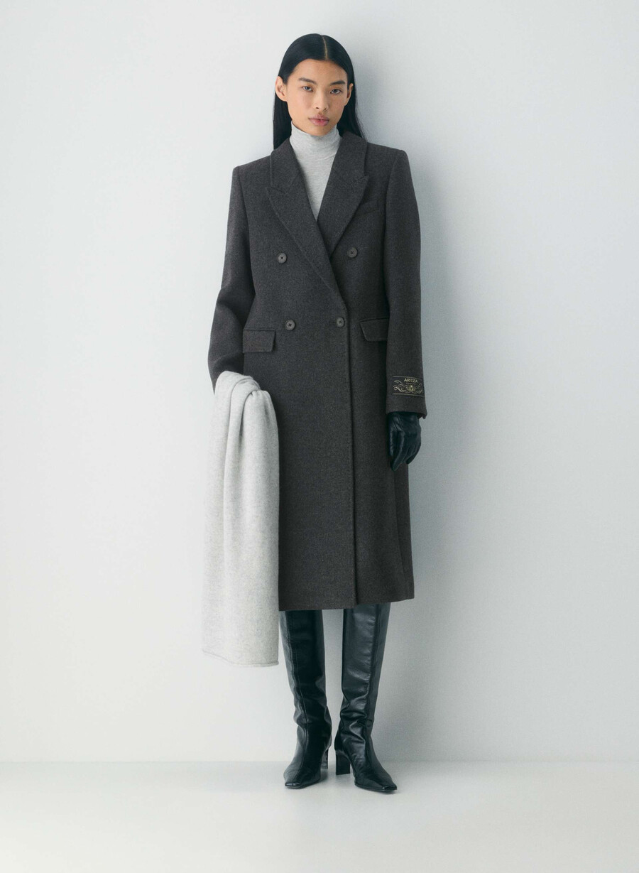 der constant mantel – luxuriöser woll-kaschmir-heather charcoal