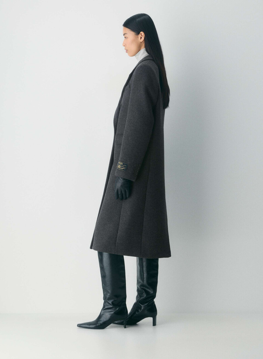 der constant mantel – luxuriöser woll-kaschmir-heather charcoal