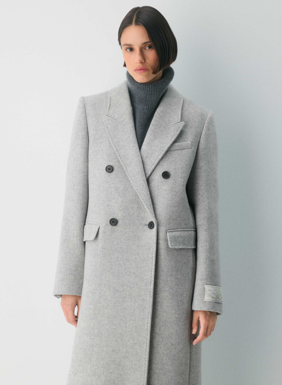 der constant mantel – luxuriöser woll-kaschmir heather light grey