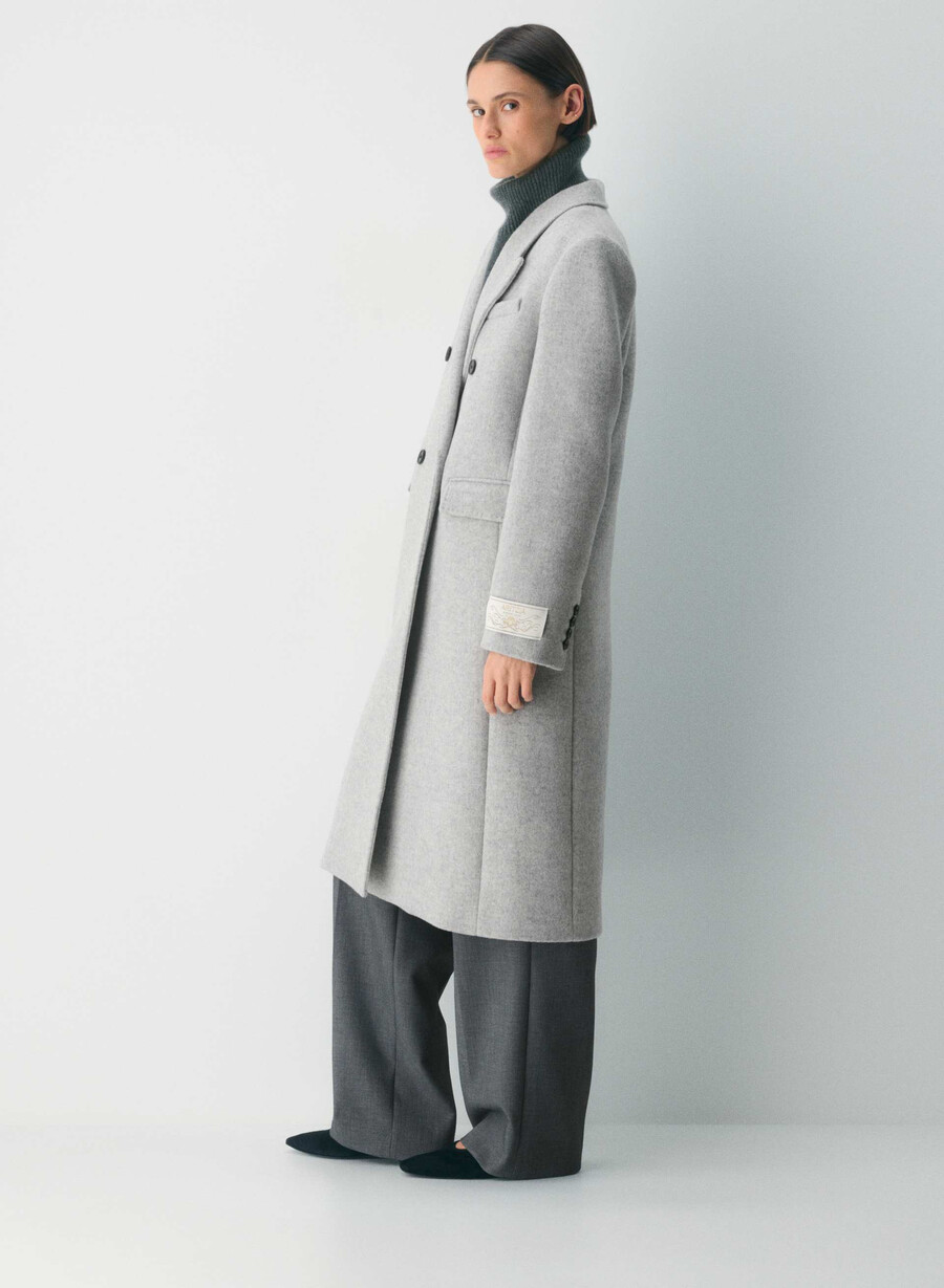 der constant mantel – luxuriöser woll-kaschmir heather light grey