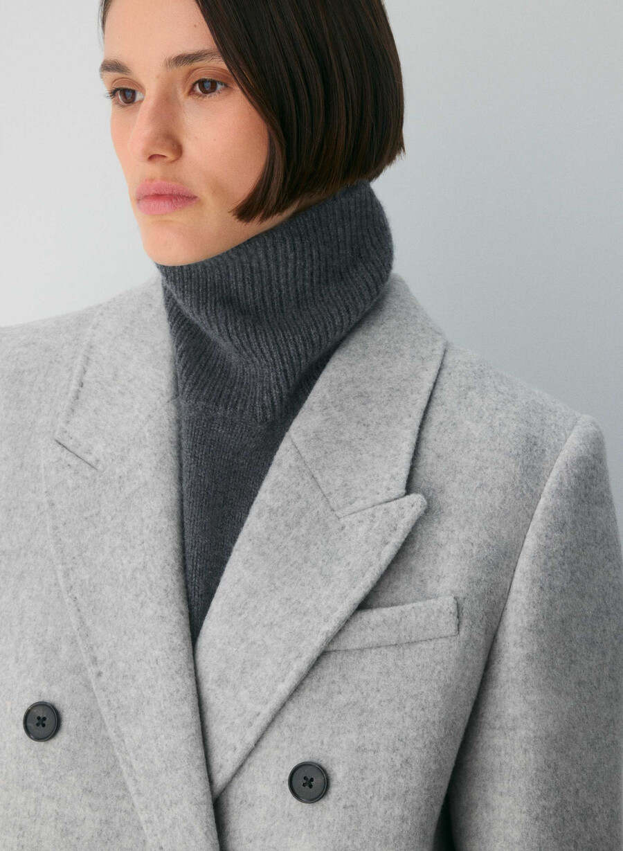 der constant mantel – luxuriöser woll-kaschmir heather light grey