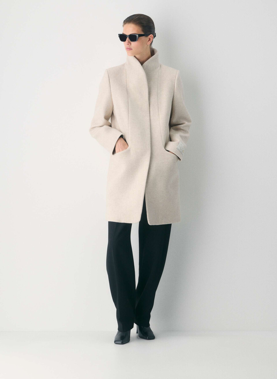 der cocoon-mantel – luxuriöser wollkaschmir heather light oatmeal