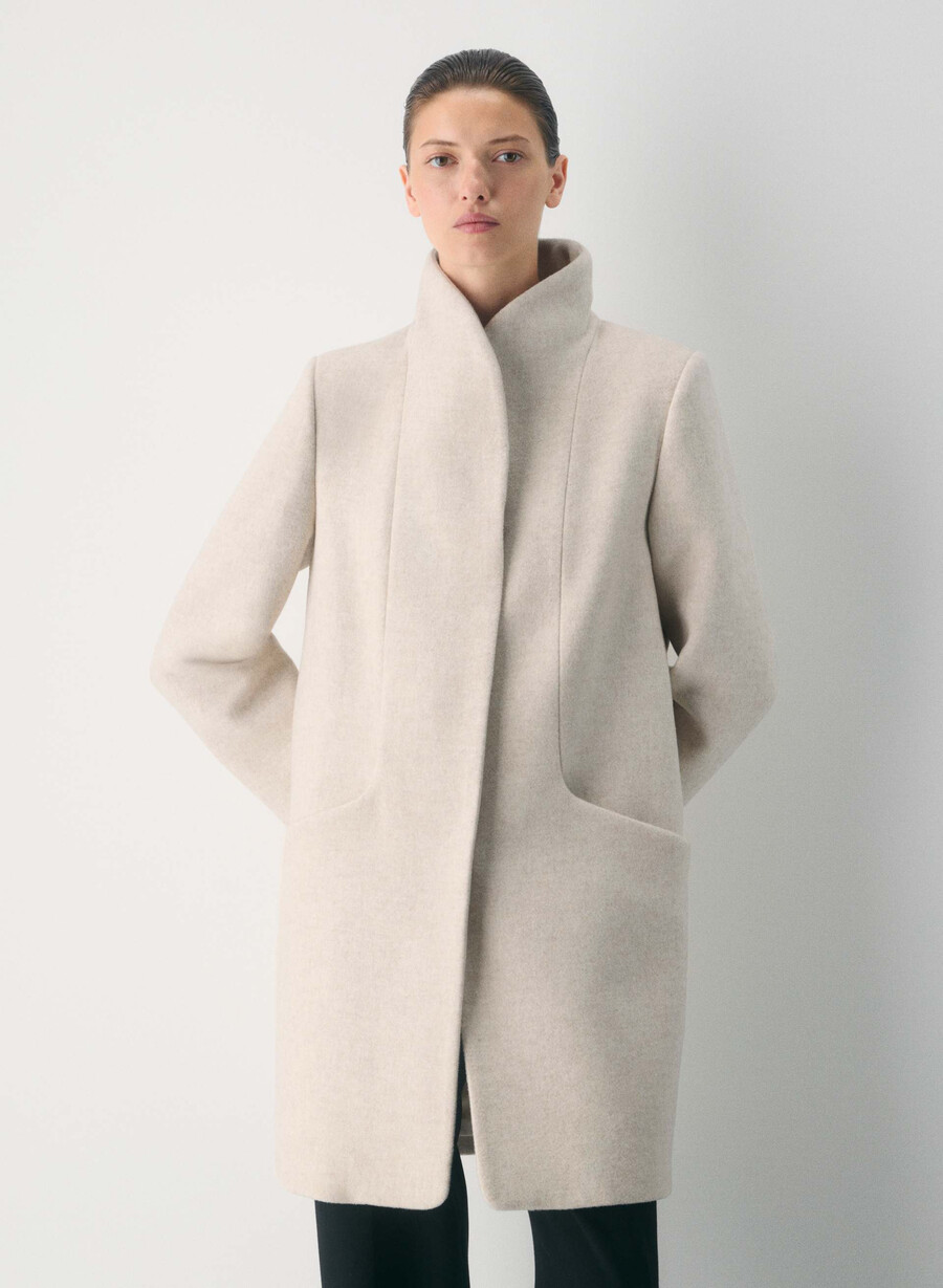 der cocoon-mantel – luxuriöser wollkaschmir heather light oatmeal