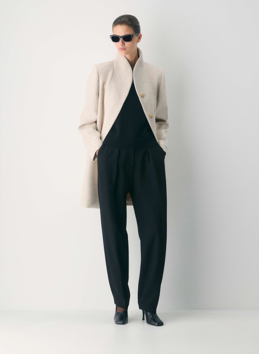 der cocoon-mantel – luxuriöser wollkaschmir heather light oatmeal