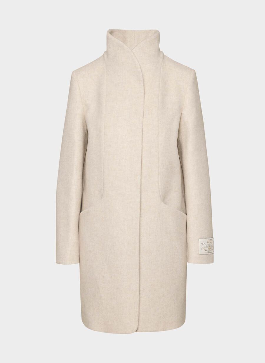 der cocoon-mantel – luxuriöser wollkaschmir heather light oatmeal